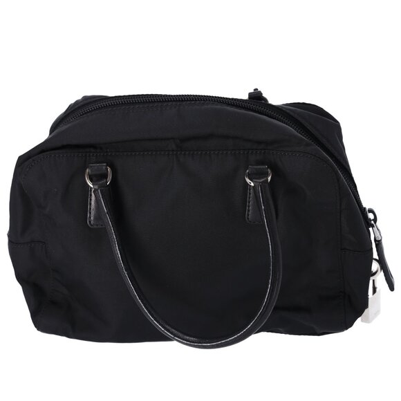 PRADA Triangle Logo Handbag Black Nylon Leather Bear Beaded - Picture 4 of 7